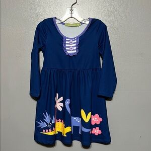 Millie Loves Lily Girls Dinosaur Tunic Dress Blue Size 4